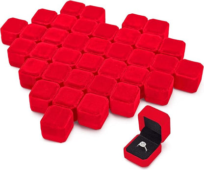 Laumoi 36 Pcs Velvet Ring Box for Wedding Ceremony Engagement Jewelry Boxes Packaging Display Ring Case Earring Storage Holder for Proposal Anniversary Birthday Gift(Red)