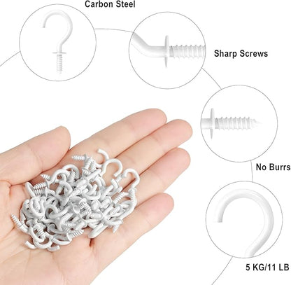 RELBRO 1/2 Inch Small Screw Hooks, Mini Metal Twist in Hooks, White, 100 Pcs