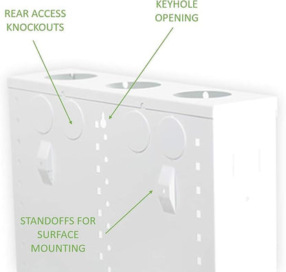 Legrand - OnQ 14 Inch Cable Management, In-Wall 20-Gauge Media Box, Structured Wiring Enclosure with 2.5 Inch Openings for Wires, Glossy White, EN1400