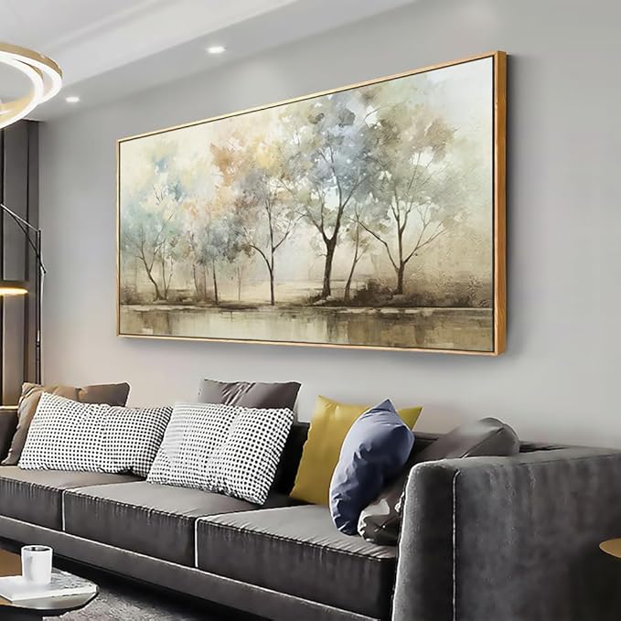 VHMING Abstract Wall Art Artwork Retro Trees Pictures Decor Canvas Painting Framed Ready to Hang Living Room Bedroom and Office Wall Decor 20x40 Inch