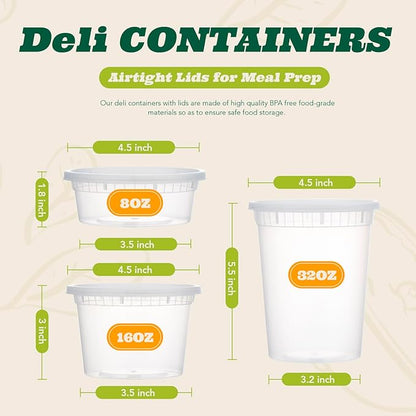 [8 oz. -24 Pack] Glotoch 1 Cup Soup Containers with Lids, Eco-Friendly Plastic Take Out Bowls, Microwave, Freezer & Dishwasher Safe, BPA-Free