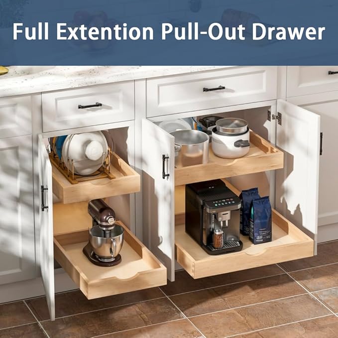 Pull Out Cabinet Drawers - 6x2 Size Options (12-23'W,18-21'D), Pre-Assembled with Soft Close Slides, Solid Beechwood, Easy Installation(29'W x 18'D)
