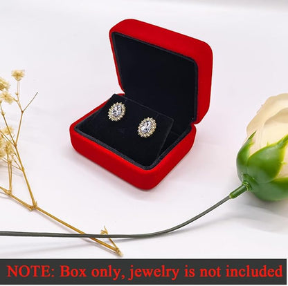 GBYAN 2 Pieces Velvet Earring Box,Stud Earring Gift Box,Jewelry Display Case for Proposal,Engagement,Wedding and Birthday,Red
