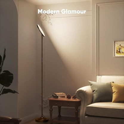 36W LED Floor Lamp, Super Bright Standing Lamp, Modern Stepless Dimmable Torchiere Tall Lamp with Remote Control, 350°Rotating Head Reading Floor Lamp for Living Room, Bedroom, Office