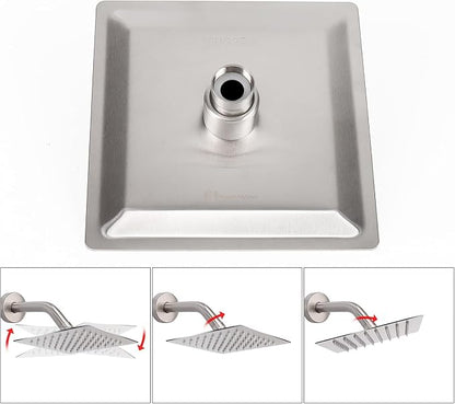 NearMoon Rain Shower Head, High Flow Stainless Steel Square Rainfall Shower, High Pressure Design, Awesome Shower Experience Even At Low Water Flow (6 Inch, Brushed Nickel)