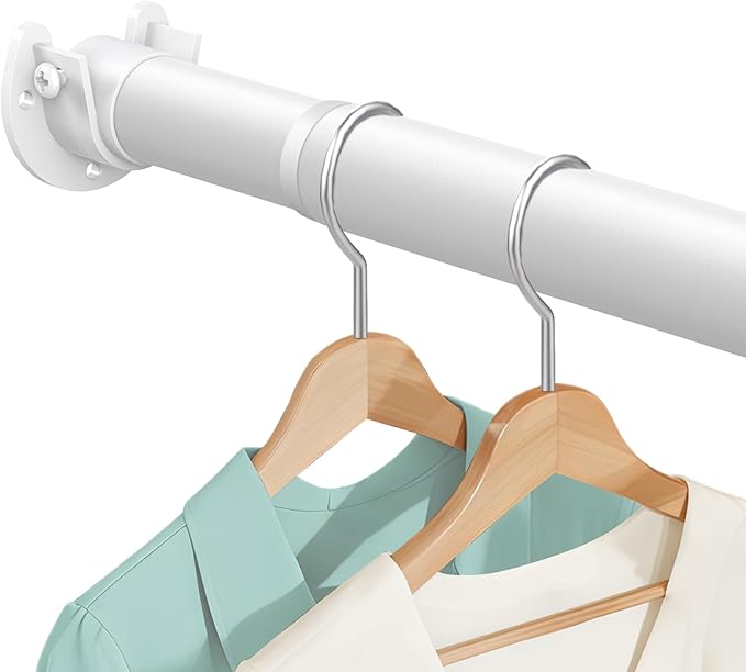 Heavy Duty Closet Rod, 17-54 IN Closet Rods for Hanging Clothes, White
