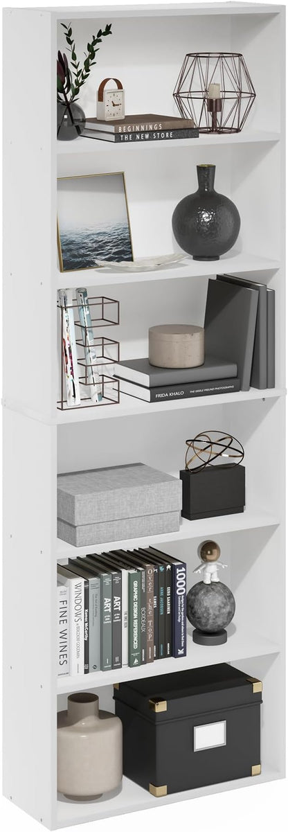Furinno Jaya Simply Home Free Standing 6-Tier Open Storage Bookcase, White
