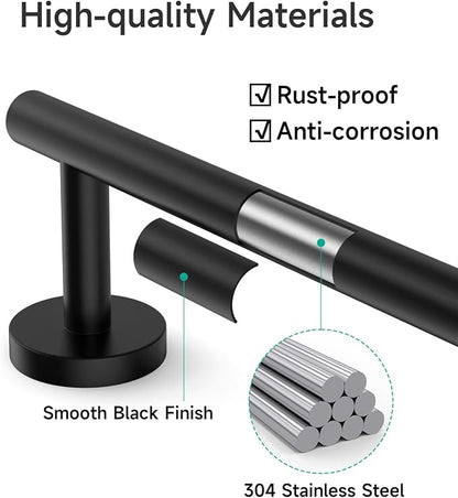 USHOWER Matte Black Hand Towel Bar, 9-Inch Towel Racks for Bathroom Wall-Mounted, SUS304 Stainless Steel Towel Rod (Total Length 11-Inch)