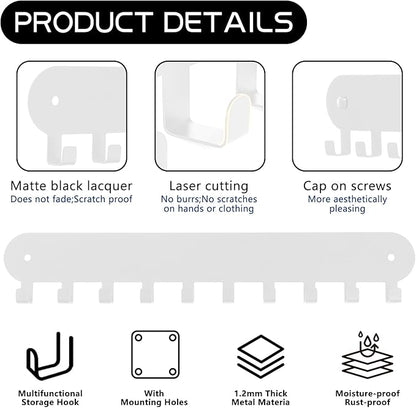 2 Pack Key Holder for Wall,Key Hooks with 10 Hooks,Key Holder Wall Mount Self Adhesive, Key Rack for Wall No Drill for Living Room, Kitchen, Bathroom, Garage (White)