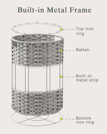 Laundry Basket Round Rattan Laundry Hamper 29.1 Gal(110 L) Handwoven Large Wicker Basket with Handles, Wicker Hamper with Removable Bags and 2 Mesh Bags for Bathroom Living Room Gray(No Lid)