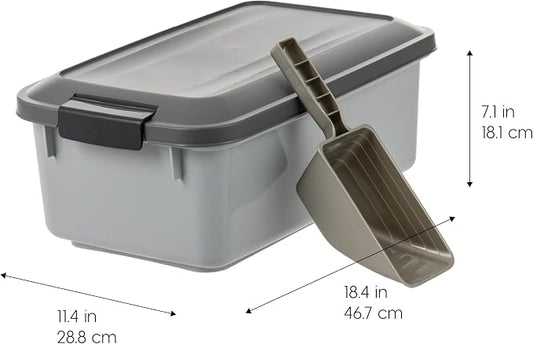 IRIS USA WeatherPro Airtight Pet Food Storage Container, Up to 14 lbs, Dog Cat Bird and Other Pet Food Storage Bin Keep Pests Out Translucent Body BPA Free Stackable, 2 Pack, Gray