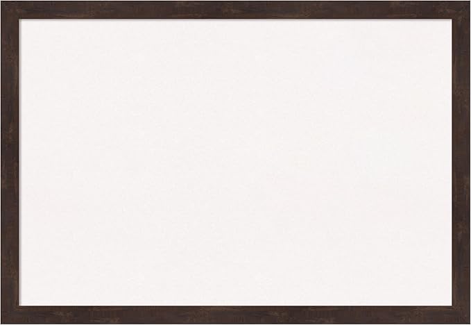 Amanti Art White Cork Board for Wall, 27x39 Vision Board with Brown Wood Frame, Large Corkboard Office Decor for Home Organization, Rustic Farmhouse Corkboard Pinboard to display items for home