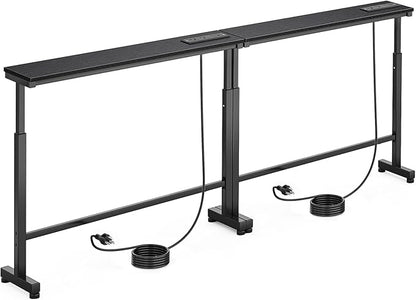 Dicasser 2 Pack Narrow Console Sofa Table with Adjustable Height (22"-33") & 2 Power Outlets, Skinny Behind Couch Table for Living Room Entryway Hallway, 79" L x 7" W x 33" H (Black)