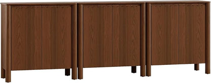 Buffet Cabinet with Storage, Accent Sideboard Cabinet with Adjustable Shelves, Solid Wood Freestanding Storage Cabinet for Living Room Dining Room Entry Kitchen, Walnut