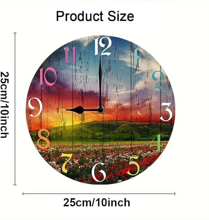 Huashanpo Wall Clock 10 Inch Silent Non Ticking Battery Operated Wooden Modern Office Simple Minimalist Clock Decorative for Kitchen Home Bathroom Living Room