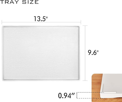 White Serving Tray (13.5 x 9.6 inch) for Serving Accessory, Elegant & Stackable Plastic Tray for Spa, Coffee, Drinks, Tea, Bar, Party, Seasoning, Perfume and Display Use.