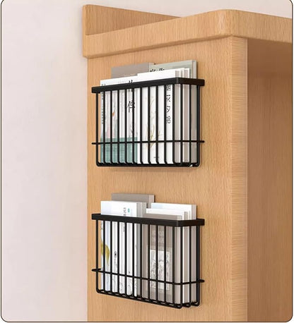 2 Piece Kitchen Cabinet Door Storage Box,Self Adhesive Wall Mounted Storage Boxes,Wardrobe/Bathroom/Refrigerator Small Items Organizer Storage Box (Black)