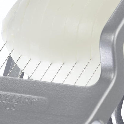 Westmark Egg Slicer Justus for Hard Boiled Eggs with Individually Tensioned Stainless Steel Wire Cutters, German Heavy Duty Aluminium Slicer for Round & Oval Eggs, Dishwasher Safe, Grey