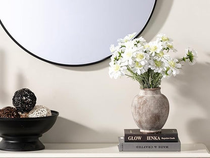 Ceramic Flower Vases Home Decor, Rustic Farmhouse Decorative Vase Pottery Pampas Grass Vases for Decor Table Living Room Entryway Mantel Bookshelf Bedroom Bathroom Kitchen - 7.4 Inch Rustic