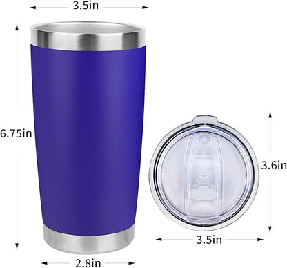 20oz Stainless Steel Tumbler with Lid, Travel Mug - Double Wall Vacuum Powder Coated Cup - Dark Blue, 1 Pack