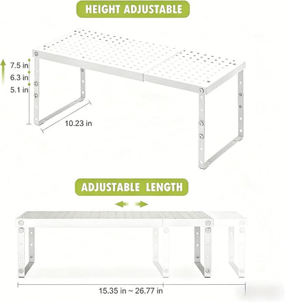 RUILALIFE Expandable Cabinet Organizer Shelf With Adjustable Height, Stackable Kitchen Countertop Organizer Rack, Adjustable Shelf Riser For Kitchen Counter, Pantry, Cupboard, Desk, Tabletop
