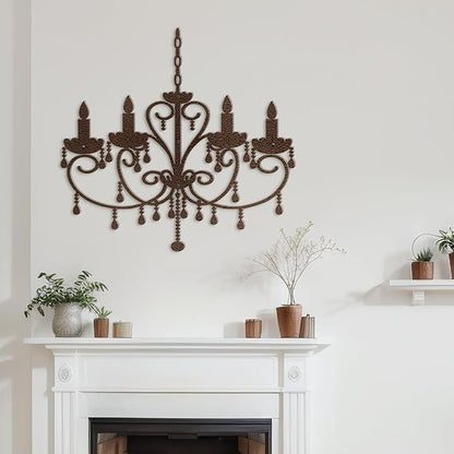 SIGNLEADER Metal Wall Decor Floral Chandelier Candle Minimalist Modern Abstract Wall Sculpture Hangings Home Decoration for Living Room, Bedroom, Bathroom, Kitchen, Outdoor - 30" Bronze