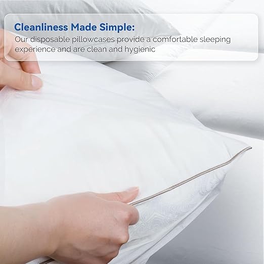 JMU 400PCS Disposable Pillow Case, 21" x 30", 1 Ply Tissue 1 Ply Poly Film, Single Use Pillowcases Medical, White