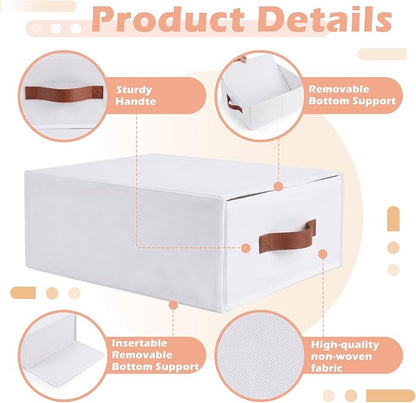 Windyun 4 in 1 Stackable Storage Drawers Closet Organizer with Dividers for Socks Underwear Bras Scarves Ties Large Dresser Organizer Bins Foldable Clothes Storage Boxes, 12 x 15 x 6 Inch(White)