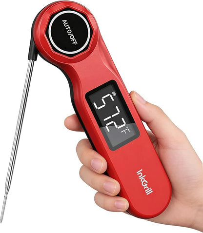 Rechargeable 0.5 Seconds Instant Read Meat Thermometer for Cooking, ±0.5℉ Accuracy Digital Food Thermometer with Large Screen, Waterproof Kitchen Thermometer for Grilling Frying BBQ