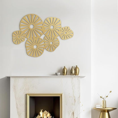 SIGNLEADER Metal Wall Decor Geometric Sunburst Minimalist Modern Abstract Wall Sculpture Hangings Home Decoration for Living Room, Bedroom, Bathroom, Kitchen, Outdoor - 36" Gold
