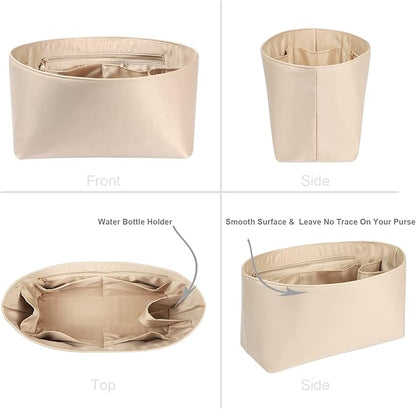 Speedy Neverfull Tote Organizer Insert - Silk Purse Organizer with Zipper, Silky Smooth, 6 Sizes (Slender Medium, Silky Beige)