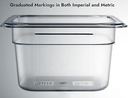 CURTA 6-Pack 1/6 Size 4" Deep NSF Polycarbonate Food Pans | Dishwasher & Freezer Safe Clear Container for Prep Tables, Buffet, Salad Bar, Commercial & Home Kitchen