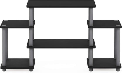 Furinno Turn-N-Tube No Tools Entertainment TV Stands, Black/Grey