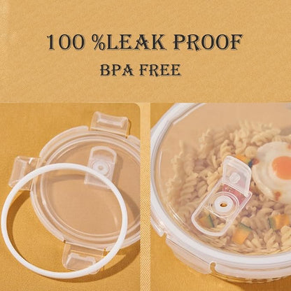 Small Round Glass Food Containers with lids, 12oz Round Food Storage Containers with Lid, 1.5 Cup Small Glass Food Containers with Lid BPA-Free, Microwave, Dishwasher, Freezer Safe (4 Pack)