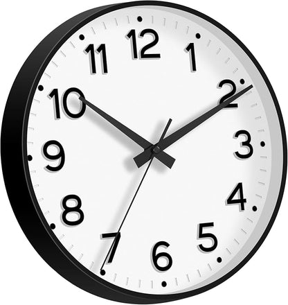 Roymnie Wall Clock, Silent Wall Clocks Battery Operated 8 Inch-Modern Non Ticking Analog Clock Decorative for Kitchen Office Bathroom Bedroom(Black)