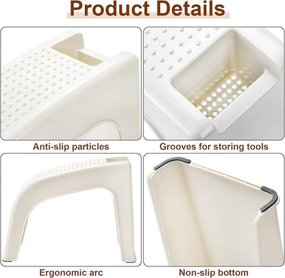 Hedume 2 Pack Shower Foot Rest, Easy Pedicure Foot Rest Stand, Shower Foot Stool for Shaving Legs, Bathing, Manicure, Non-Slip, Built-in Storage