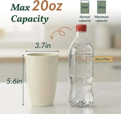 Homienly Wheat Straw Cups - Unbreakable Cups Set of 6,20 oz Dishwasher & Microwave Safe Drinking Glasses for Everyday Use-Beige