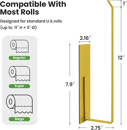 Paper Towel Holder Gold, Magnetic Paper Towel Holder for Fridge, Toilet Paper Roll Holder Magnet Paper Towel Rack Wall Mount Fridge Organizer for Golden Bathroom Kitchen Dorm Room RV Essentials, 2Pack