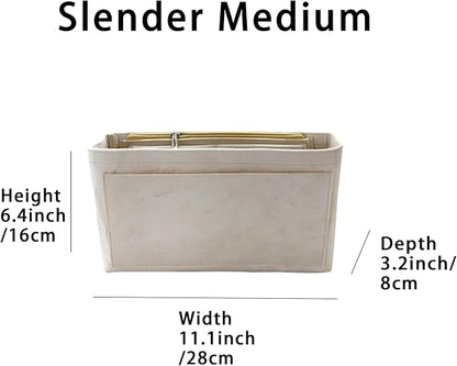 Purse Organizer Insert, Suede Bag Organizer Handbag Tote Shaper, Suede Material, Soft and Non Damaging Bag (Beige, Slender Medium)
