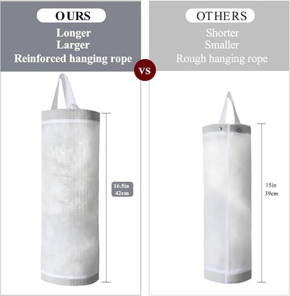 TOGETRUE Plastic Bag Holder, Mesh Grocery Bag Holder Hanging Storage Bag Dispenser (White 2 Packs)