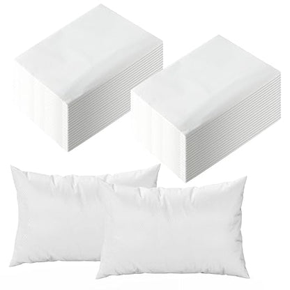 JMU 100PCS Disposable Pillow Case 21" x 30", Tissue/Poly Medical Pillow Covers Sleeves, White