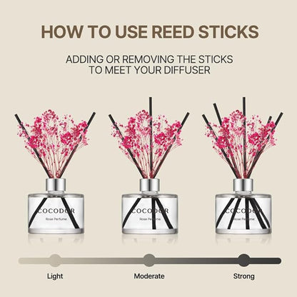 COCODOR Preserved Flower Reed Diffuser/Freesia&Pear/6.7oz/1Pack / Home Fragrance Scent Essential Oil Stick Diffuser for Bedroom Bathroom Home Decor