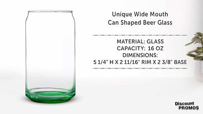 DISCOUNT PROMOS Beer Can Glasses Set of 10, 16 oz. Pint Sized, Soda Can Shape, Glassware, Green