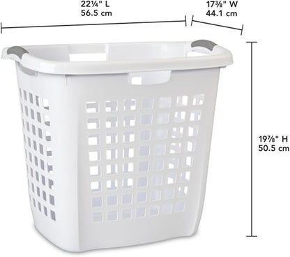 Sterilite Ultra Easy Carry Laundry Hamper, Comfort Handles to Easily Carry Clothes Between the Bedroom and Laundry Room, Plastic, White, 8-Pack