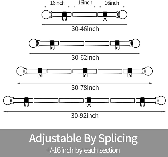 Thestoa Curtain Rods for Windows 30-62 Inch, 5/8" Brushed Nickel, Stainless Steel Small Curtain Rods for Bedroom, Living Room, Kitchen, Farmhouse, Outdoor