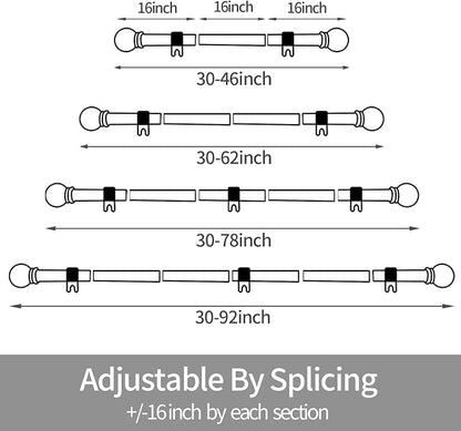 Thestoa Curtain Rods for Windows 30-62 Inch, 5/8" Brushed Nickel, Stainless Steel Small Curtain Rods for Bedroom, Living Room, Kitchen, Farmhouse, Outdoor