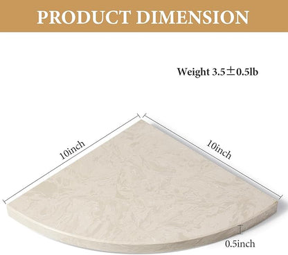 Koville 10'' Natural Marble Shower Corner Shelf for Bathroom, Wall Mounted Stone Corner Shower Caddy 1 Layer, No Drilling, Modern, Polished, Durable, Conical, Bathroom Storage - 1 Item