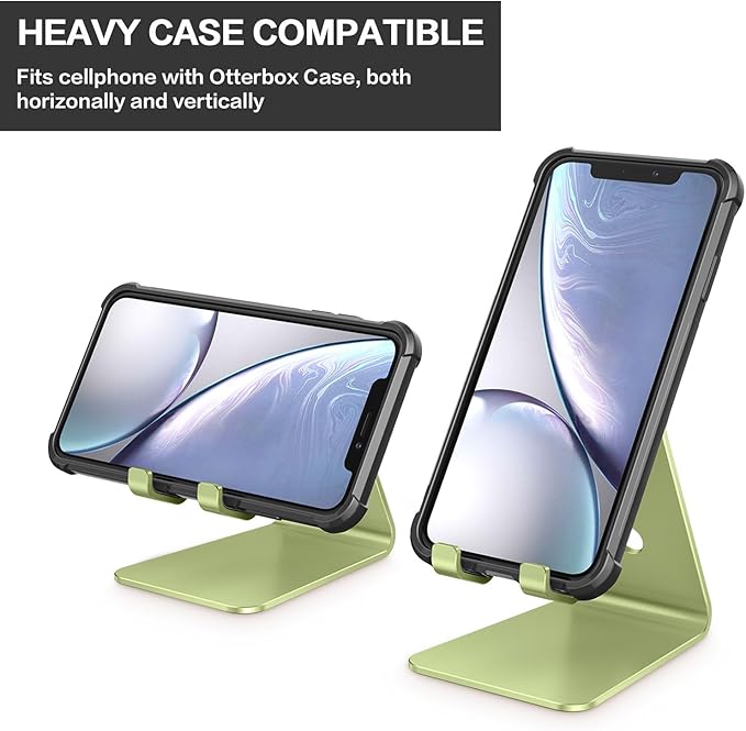 OMOTON Adjustable Cell Phone Stand, C2 Aluminum Desktop Phone Dock Holder Compatible with iPhone 15 14 13, SE, XR, 8 Plus 7 6, Samsung Galaxy, Google Pixel and More