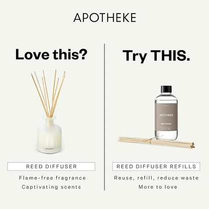 Apotheke Luxury Scented Reed Diffuser for Home, Wild Mint & Ivy - 6.7 Fl Oz Essential Oil Aromatherapy - 10 Rattan Scent Sticks Room Diffuser - Long-Lasting Fragrance for Bedroom, Home, Bathroom