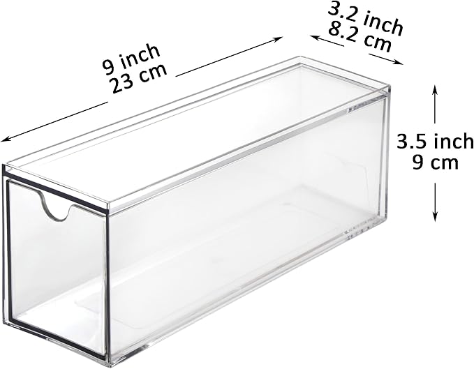 Youngever 3 Drawers Plastic Kitchen Pantry Stackable Storage Organizer, Plastic Tea Packet Organizers, Stackable Tea Bag Holder, 9" x 3" x 3.5"